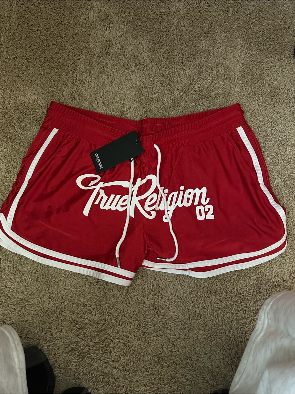 True Religion Red Athletic Shorts with White Trim